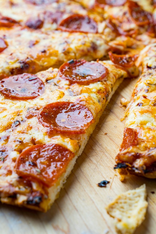 Chicago style thin crust pizza