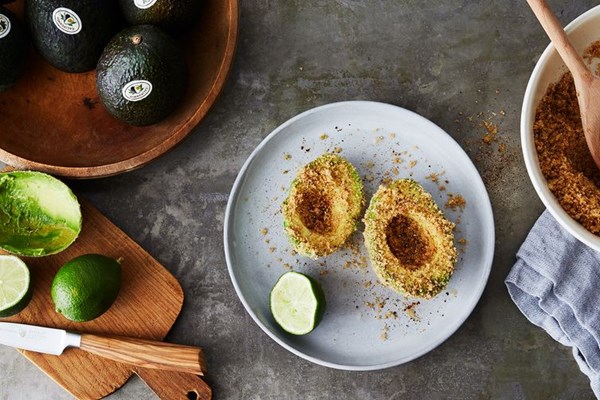 Chicharrones-encrusted avocado