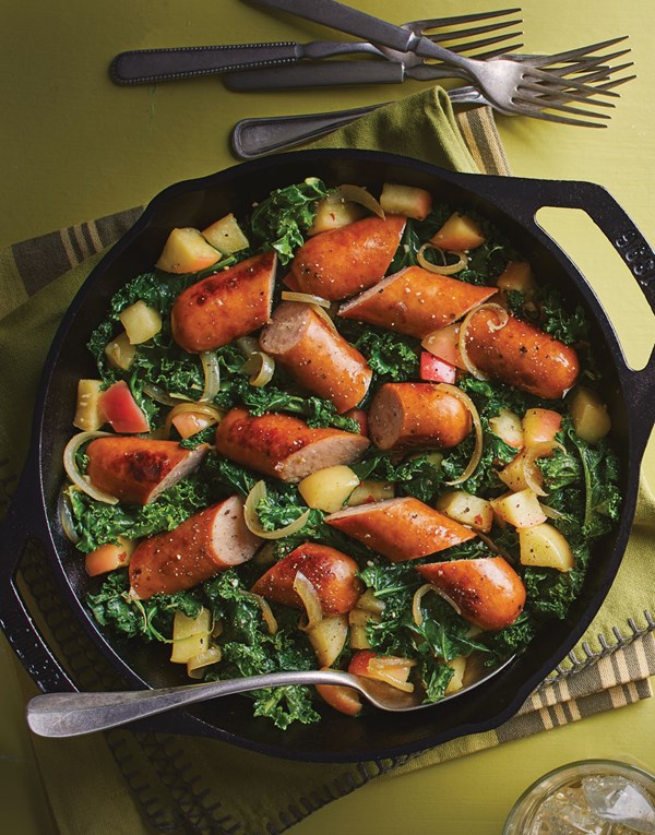 Chicken & apple sausage skillet with kale