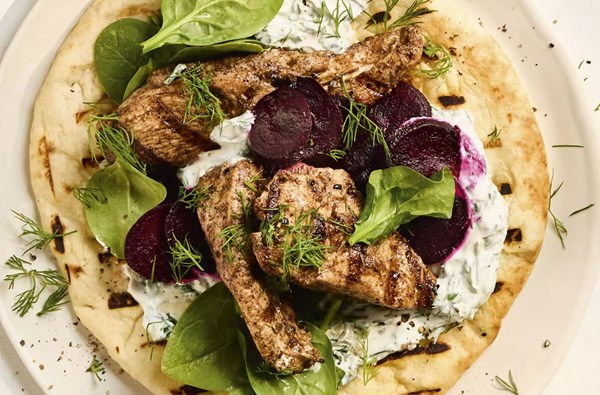 Chicken & beetroot flatbreads