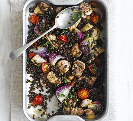 Chicken & cherry tomato lentils