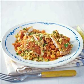 Chicken & chickpeas with zesty breadcrumbs