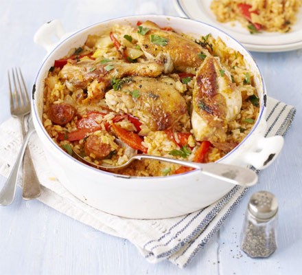 Chicken & chorizo rice one-pot