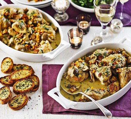 Chicken & cider fricassée with parsley croûtes