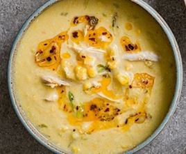 Chicken & corn chowder with chilli garlic butter