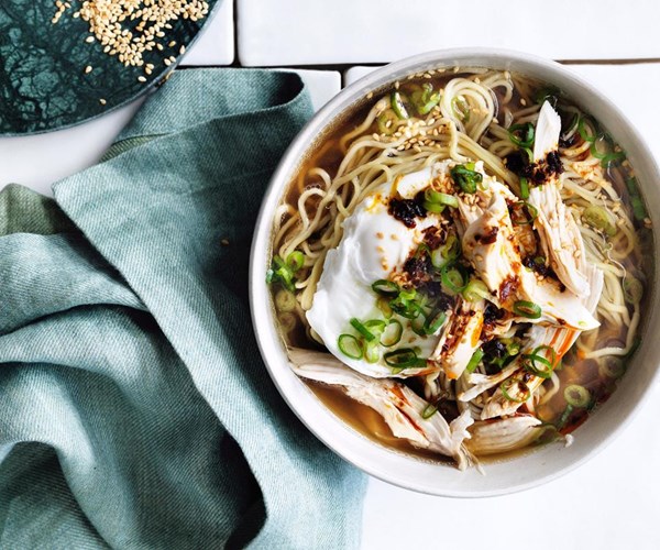 Chicken & egg noodle soup with ginger & chilli