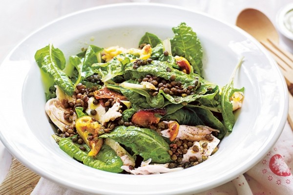 Chicken & lentil salad with caper dressing