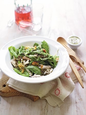 Chicken & lentil salad with caper dressing