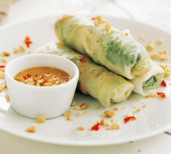 Chicken & mint salad rolls
