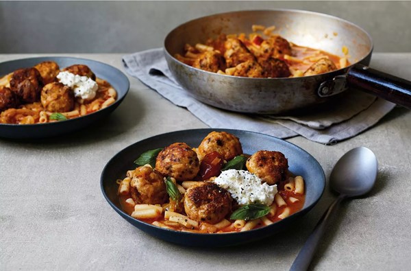 Chicken & ricotta meatball broth with macaroni