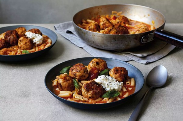 Chicken & ricotta meatball broth with macaroni