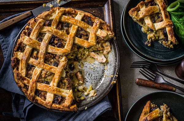 Chicken & stuffing lattice pie