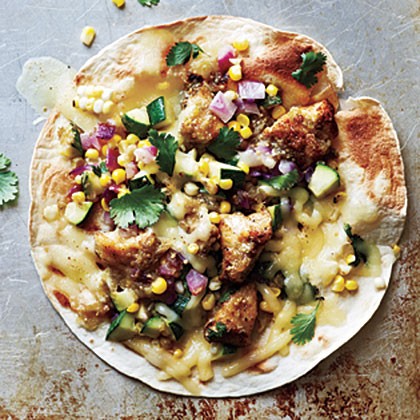 Chicken & summer vegetable tostadas
