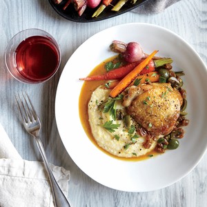 Chicken agrodolce with creamy polenta