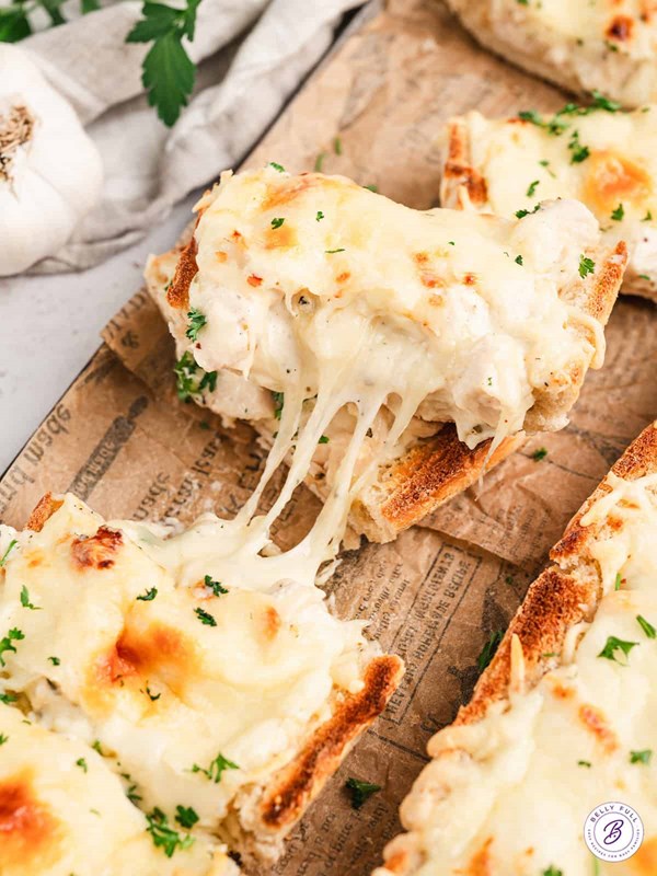 Chicken Alfredo French bread pizza