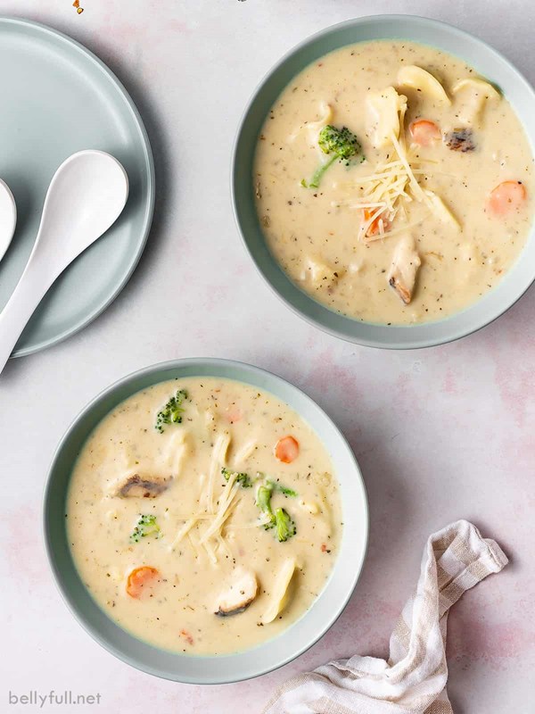 Chicken Alfredo tortellini soup