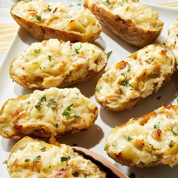 Chicken Alfredo twice-baked potatoes