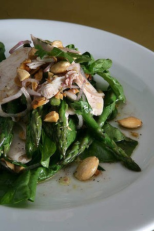 Chicken, almond and asparagus salad