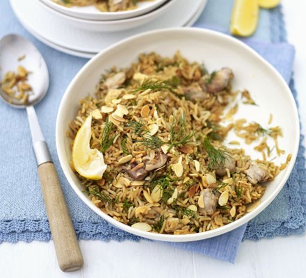 Chicken and almond pilaf