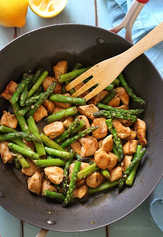 Chicken and asparagus lemon stir fry