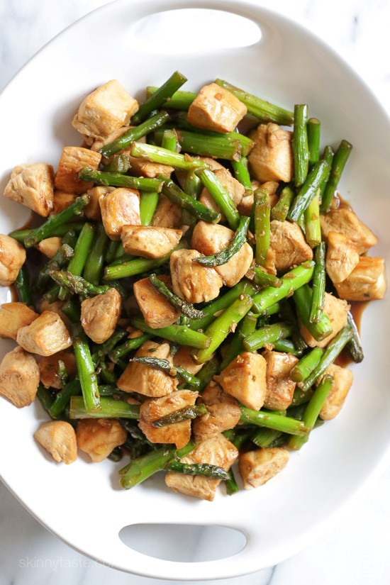 Chicken and asparagus teriyaki stir-fry