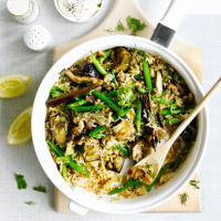 Chicken and aubergine pilaf