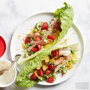 Chicken and avocado mash wraps