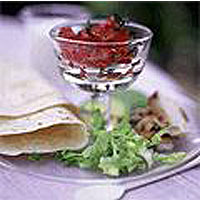 Chicken and avocado tortillas with tomato salsa
