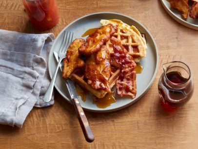 Chicken and bacon waffles