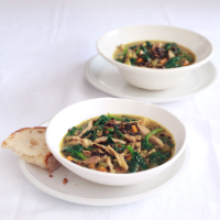Chicken and beluga lentil soup