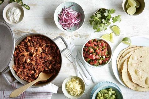 Chicken and black bean tinga tacos
