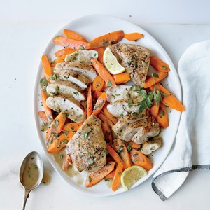 Chicken and carrots with lemon butter sauce
