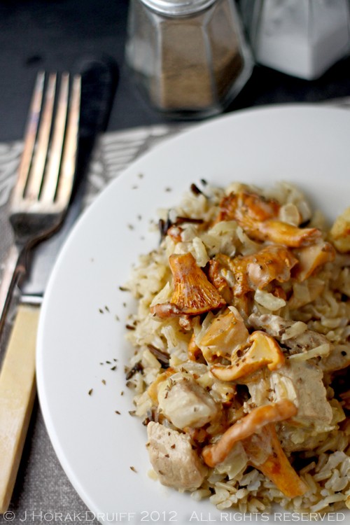 Chicken and chanterelle mushroom fricassee