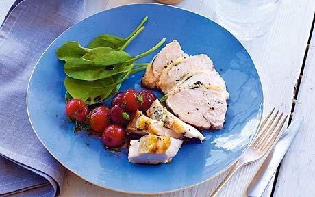 Chicken and cherry salad with creamy tarragon dressing