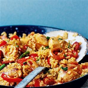 Chicken and chorizo paella 