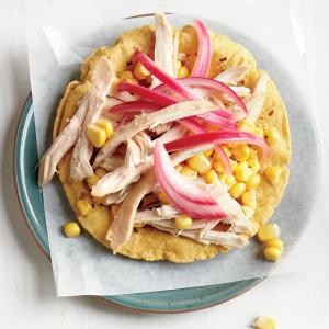 Chicken and corn two ways tostada