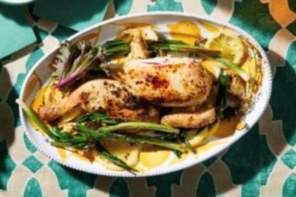 Chicken and garlic chicken traybake