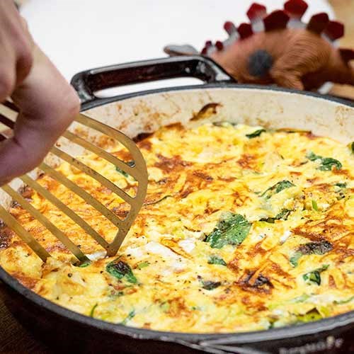 Chicken and leek baked omelette