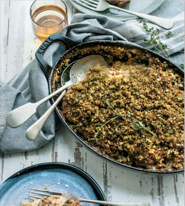 Chicken and leek gratin