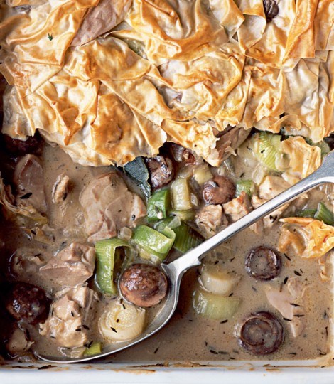 Chicken and leek pie