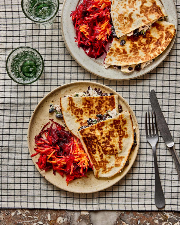Chicken and lime quesadillas with slaw