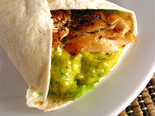 Chicken and mango guacamole wrap