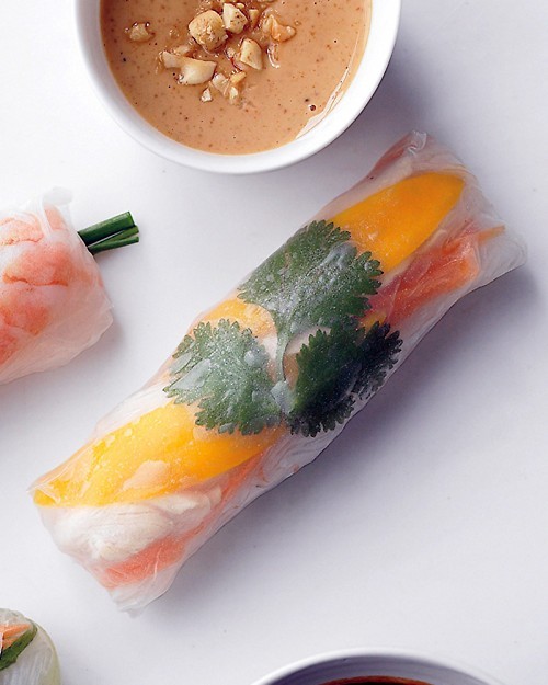 Chicken and mango summer rolls