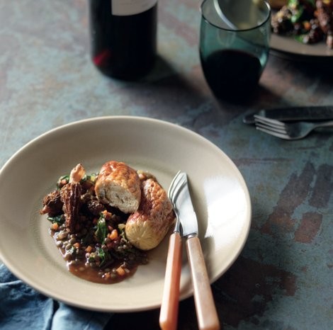 Chicken and morel mushroom sausages (Boudin blanc de volaille aux morilles)