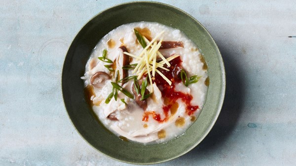 Chicken-and-mushroom congee