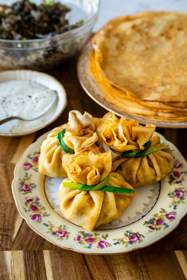 Chicken and mushroom crepes