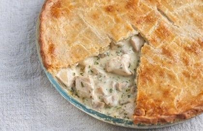 Chicken and mushroom pie with cheddar shortcrust pastry