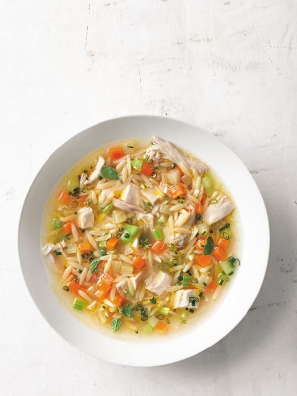 Chicken and orzo soup (Canja)
