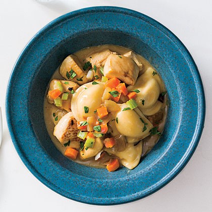 Chicken and pierogi dumplings
