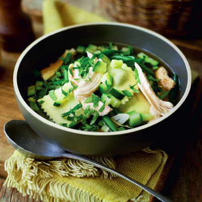 Chicken and ravioli soup